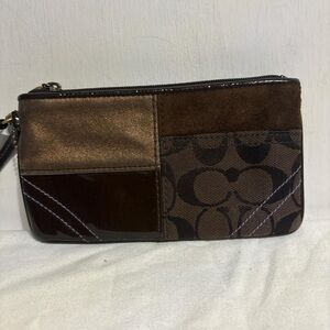 Coach Patchwork Brown Wristlet